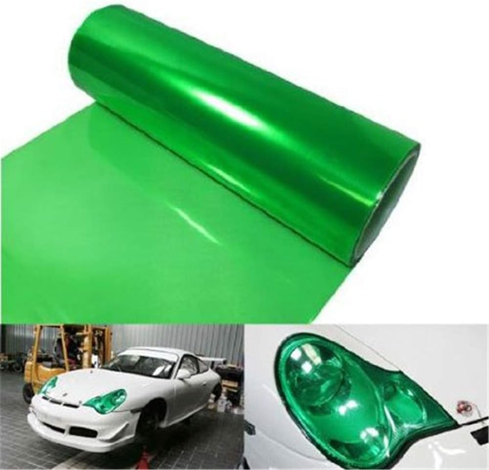 12 by 48 Inches Self Adhesive Headlight, Tail Lights, Fog Lights Tint Vinyl Film with Knife and Hand Tool (Green)