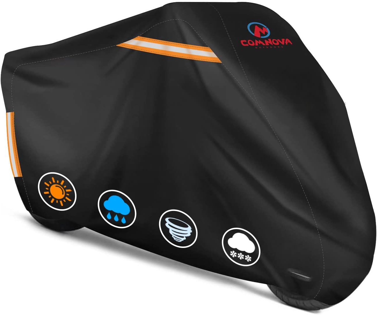 Comnova Motorcycle Cover 81 Inch - 600D Outdoor Moped Cover with Lock Hole Universal Fit, Heavy Duty & Waterproof Motor Cycle Protection for Harley, Honda, Kawasaki, Fit Up to 81" Motorcycles