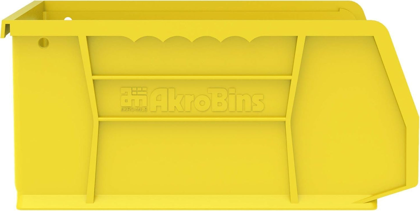 Akro-Mils 30235 AkroBins Plastic Storage Bins, Space-Saving Stackable Bins for Garage, Pantry, Craft Organization, 11-" x 11-" x 5-", Yellow, 6-Pack