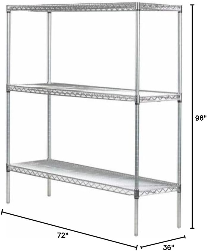 Omega 36" Deep x 72" Wide x 96" High 3 Tier Chrome Starter Shelving Unit
