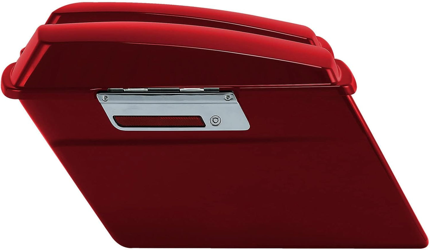XFMT Motorcycle Red Hard Saddlebags Saddle Bags Trunk W/Lids & Chrome Latches For Harley Touring Road King Street Glide Road Glide Electra Glide 1994-2013