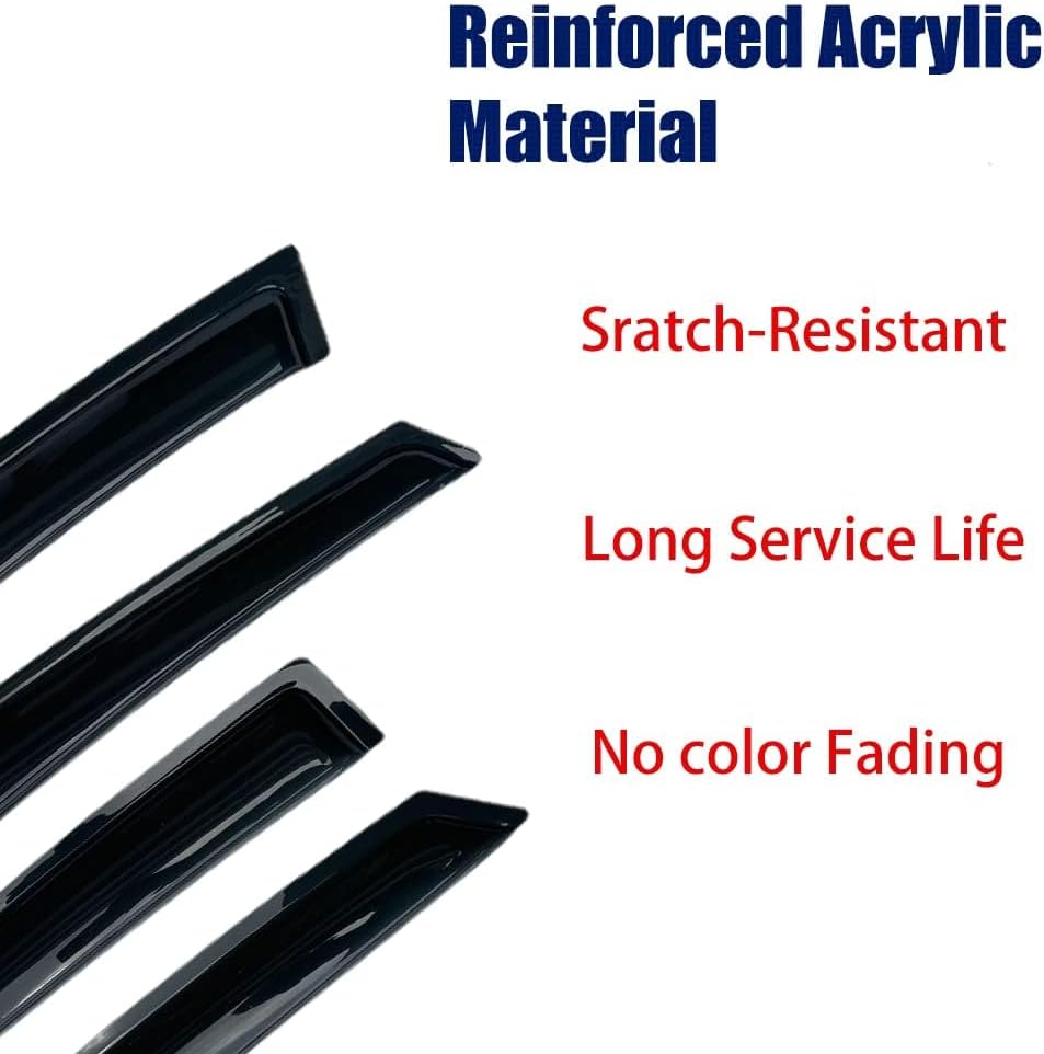 92341 Side Window Visors Wind Vent Deflector for 2010-2024 Chevrolet Camaro,2pcs Outside Mount Tape-On Dark Smoke Nice Sun Rain Guards Set