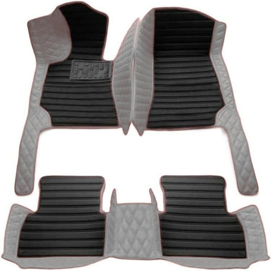 TAHALICustom Colors Car Floor Mats Black Pink for 99.9% Sedan SUV Sports， All-Weather Liners Car Floor mat，Luxury Leather Automotive Floor Mats (Grey Black,3D Floor Mats)