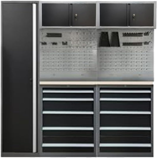 Steel Garage Storage Cabinet System, Tool Organization, for Workshop Auto Repair Shop, No Wall Mounting Needed