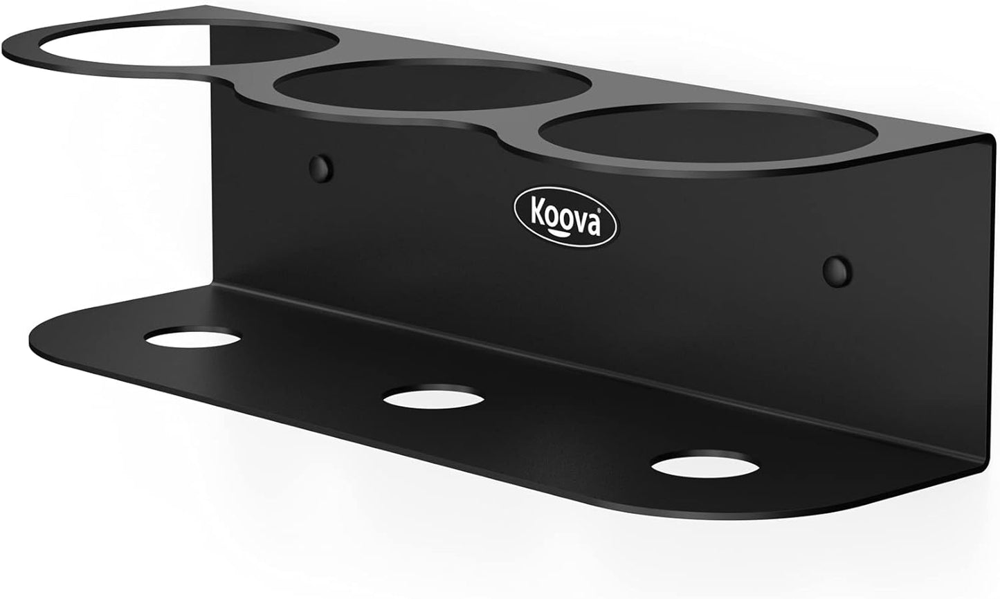 Koova 3 All-Purpose Spray Bottle Holder | Easy Install Wall Mount Hardware Included | Heavy-Duty Powder Coated Steel Storage Rack for Garage And Home | Craft Workspace Paint Bottle Organizer USA Made