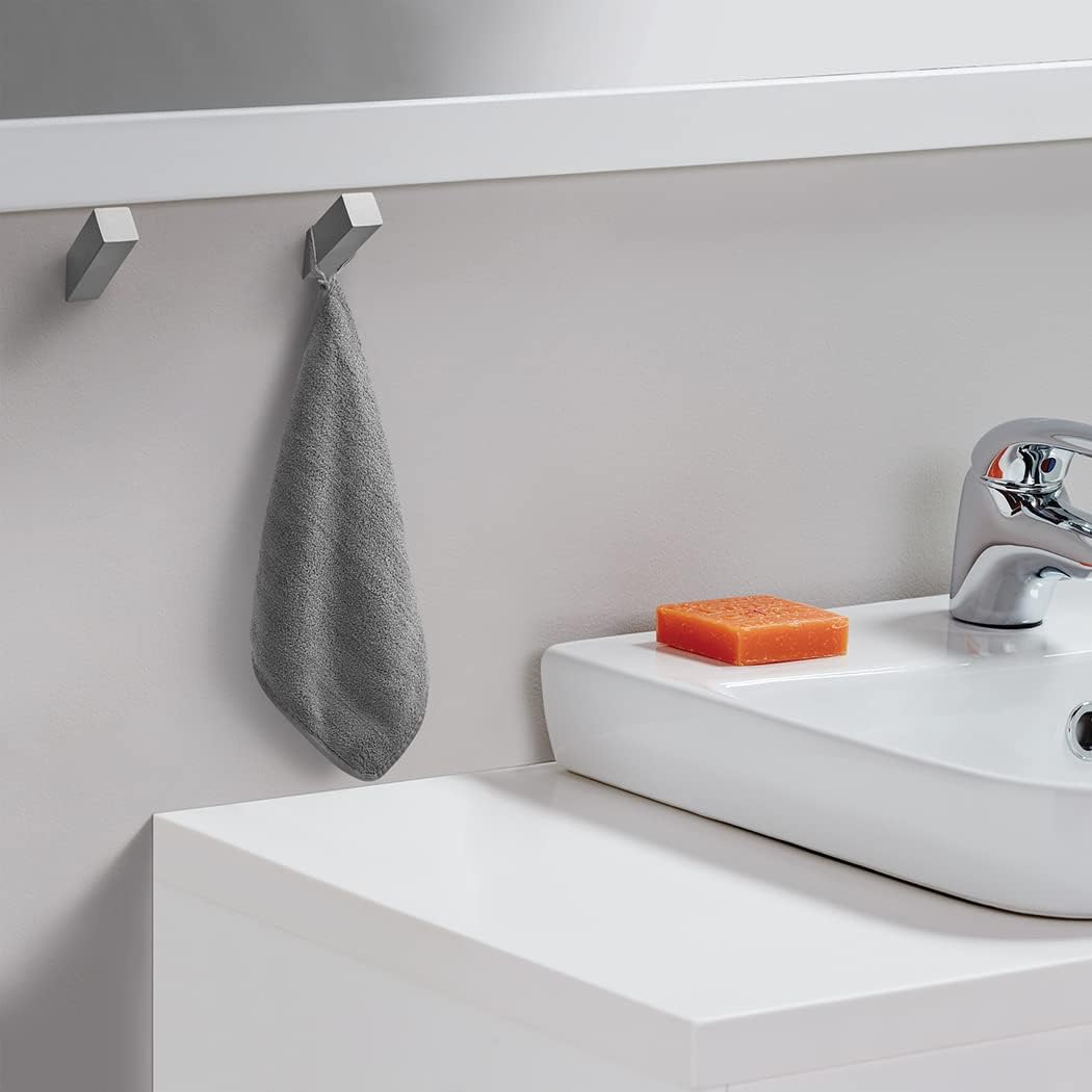 NINETREX Towel Hooks Grey SUS304 Stainless Steel 4 Pack Heavy Duty Modern Wall Hooks Robe Hook for Bathroom Livingroom Hotel Style Wall Mounted