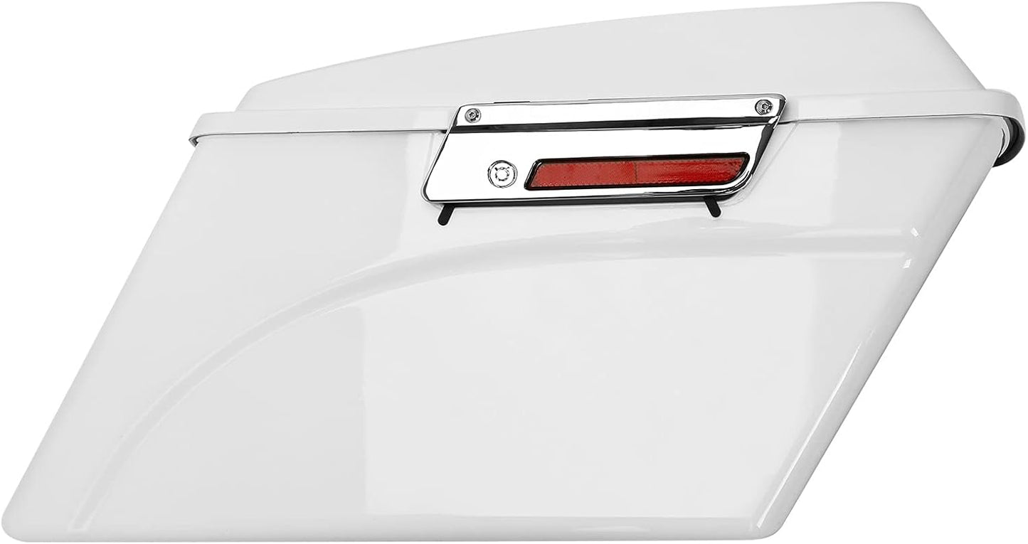 XFMT Motorcycle Saddlebags White Hard Saddle Bags Trunk For Harley Touring Road King Street Glide Road Glide Electra Glide Ultra Classic 1994-2013