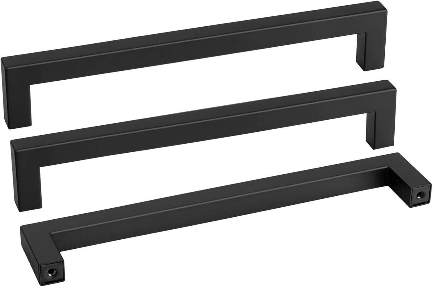 goldenwarm 150 Pack 10 Inch Black Cabinet Handles Matte Black Drawer Pulls Stainless Steel Cabinet Hardware Square Bar Modern Cabinet Handle for Kitchen Bathroom Cupboard