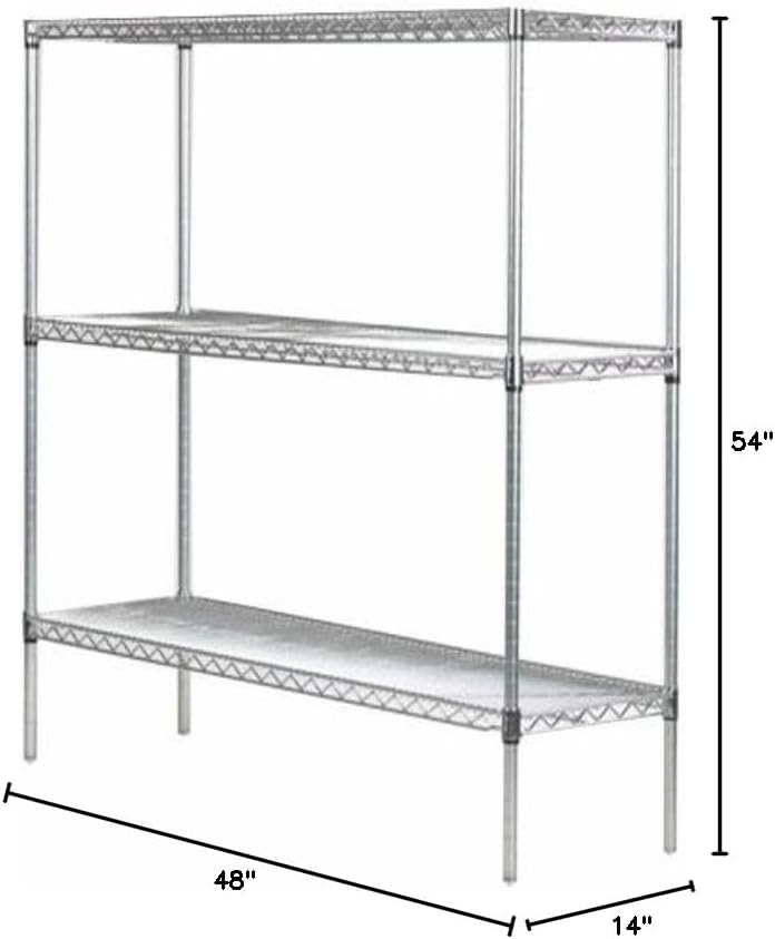 Omega 14" Deep x 48" Wide x 54" High 3 Tier Gray Starter Shelving Unit