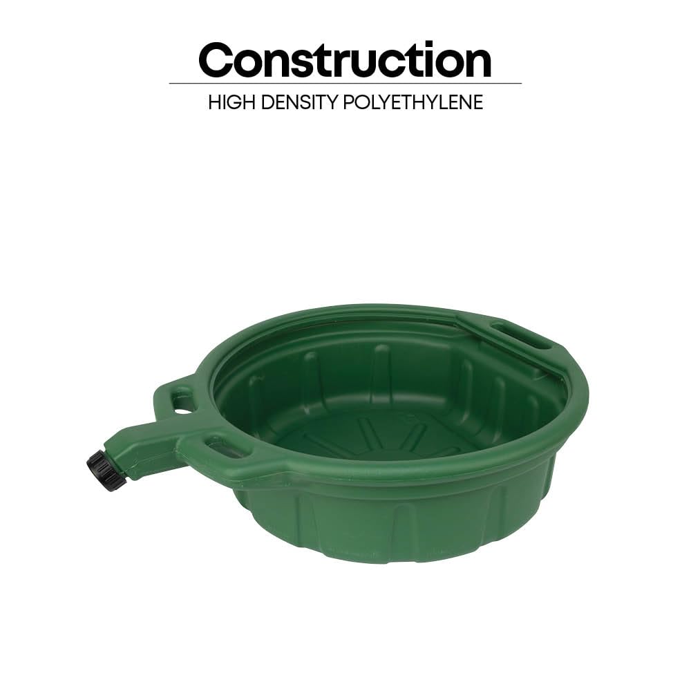 Groz 41961 4.25 Gallon Antifreeze Drain Pan - with Spout Cap, Durable HDPE Construction, Spill-Proof Design for Auto Shops and Garages, Green Color, Pack of 2