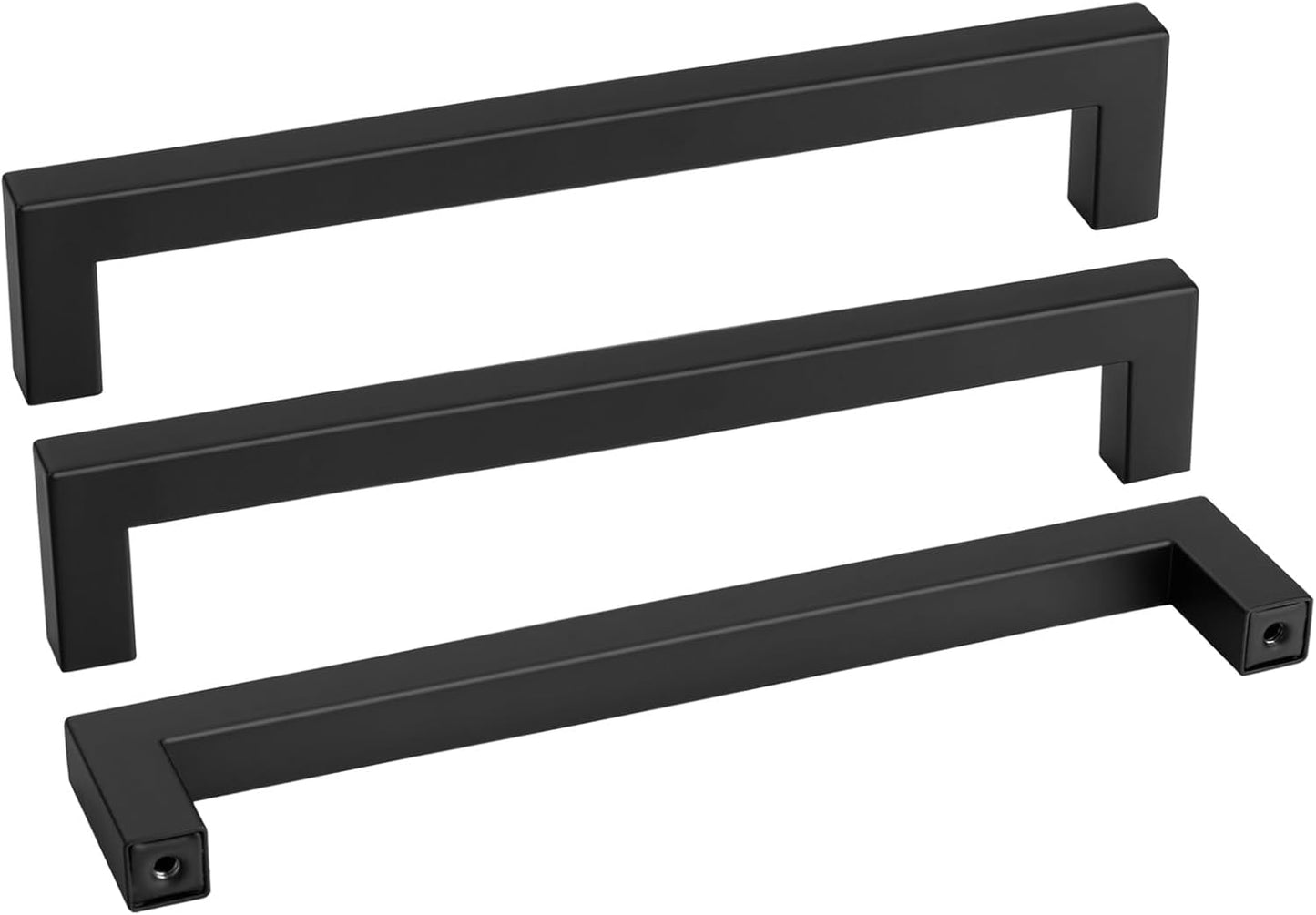goldenwarm 200 Pack Black Square Bar Cabinet Pull Drawer Handle Stainless Steel Modern Hardware for Kitchen and Bathroom Cabinets Cupboard,Center to Center 8-4/5in(224mm)