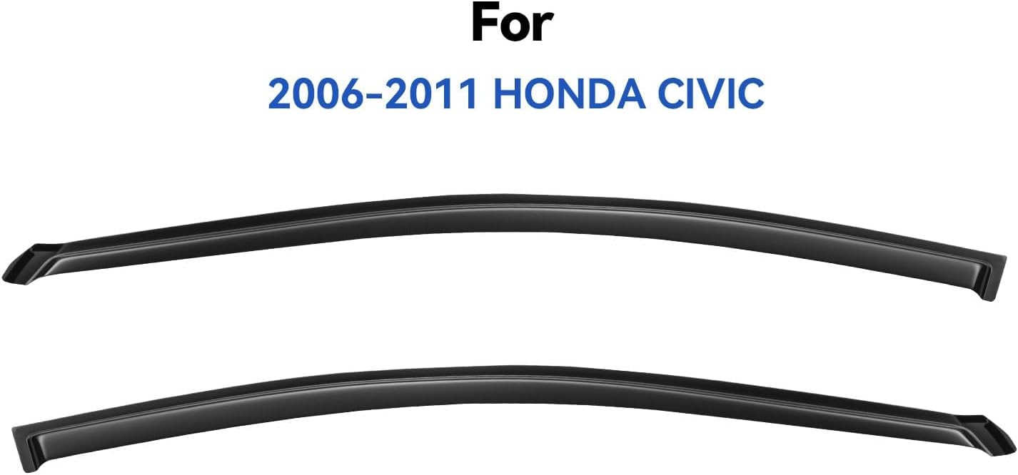 Window Visors Rain Guards for 2006-2011 Honda Civic Coupe, Out-Channel Window Vent Wind Deflectors Visors Shades for 06 07 08 09 10 11 Civic 2Door