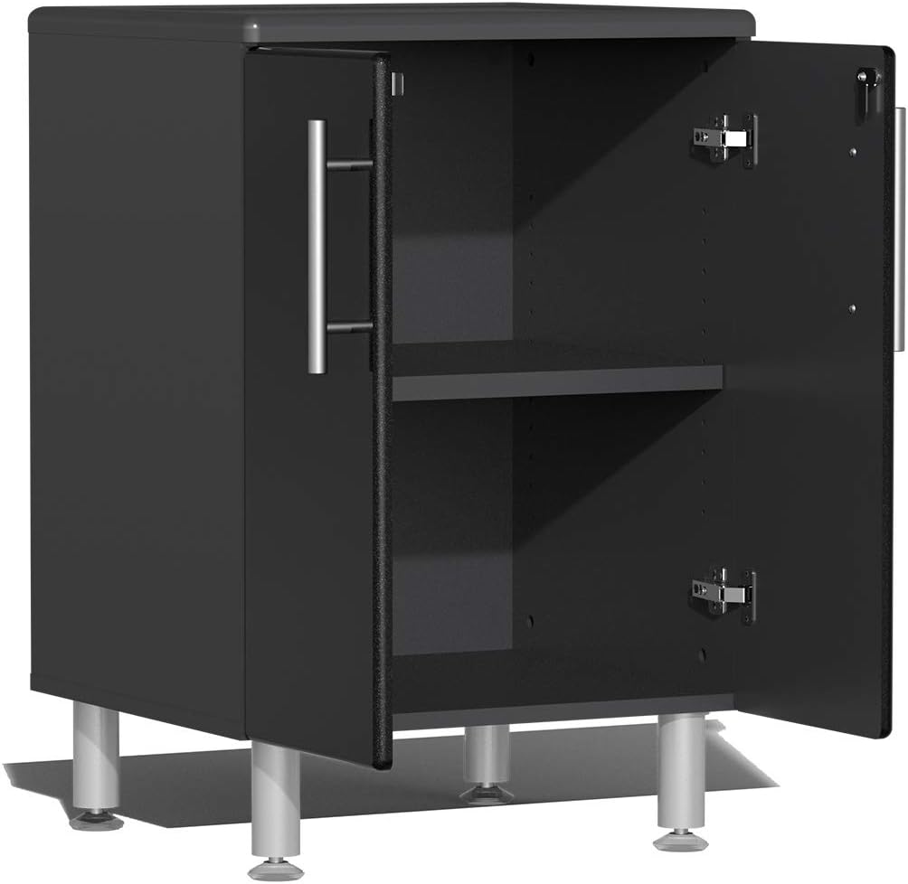 Ulti-MATE UG22172B 17-Piece Garage Cabinet Kit with Bamboo Worktop in Midnight Black Metallic