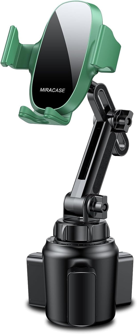 Miracase Cup Phone Holder for Car, [Upgraded Version] Adjustable Long Neck Car Cup Holder Phone Mount Cradle Friendly Compatible with iPhone Samsung Google and All Smartphones, Green