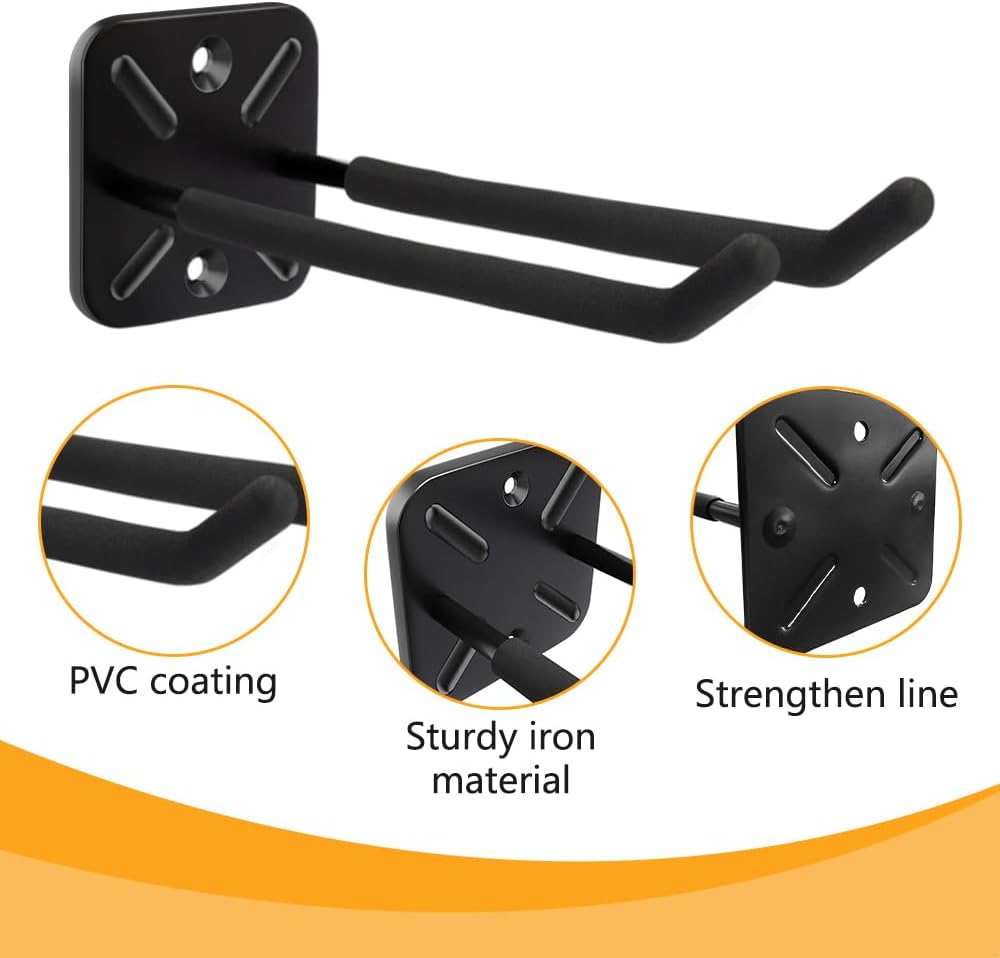 4PCS Garage Hooks Heavy Duty, Garage Hanger Storage Tool Organizer Rack, Wall Mount Utility Hooks to Hang Chairs, Ladders, Tires, Shovels, Strollers and More