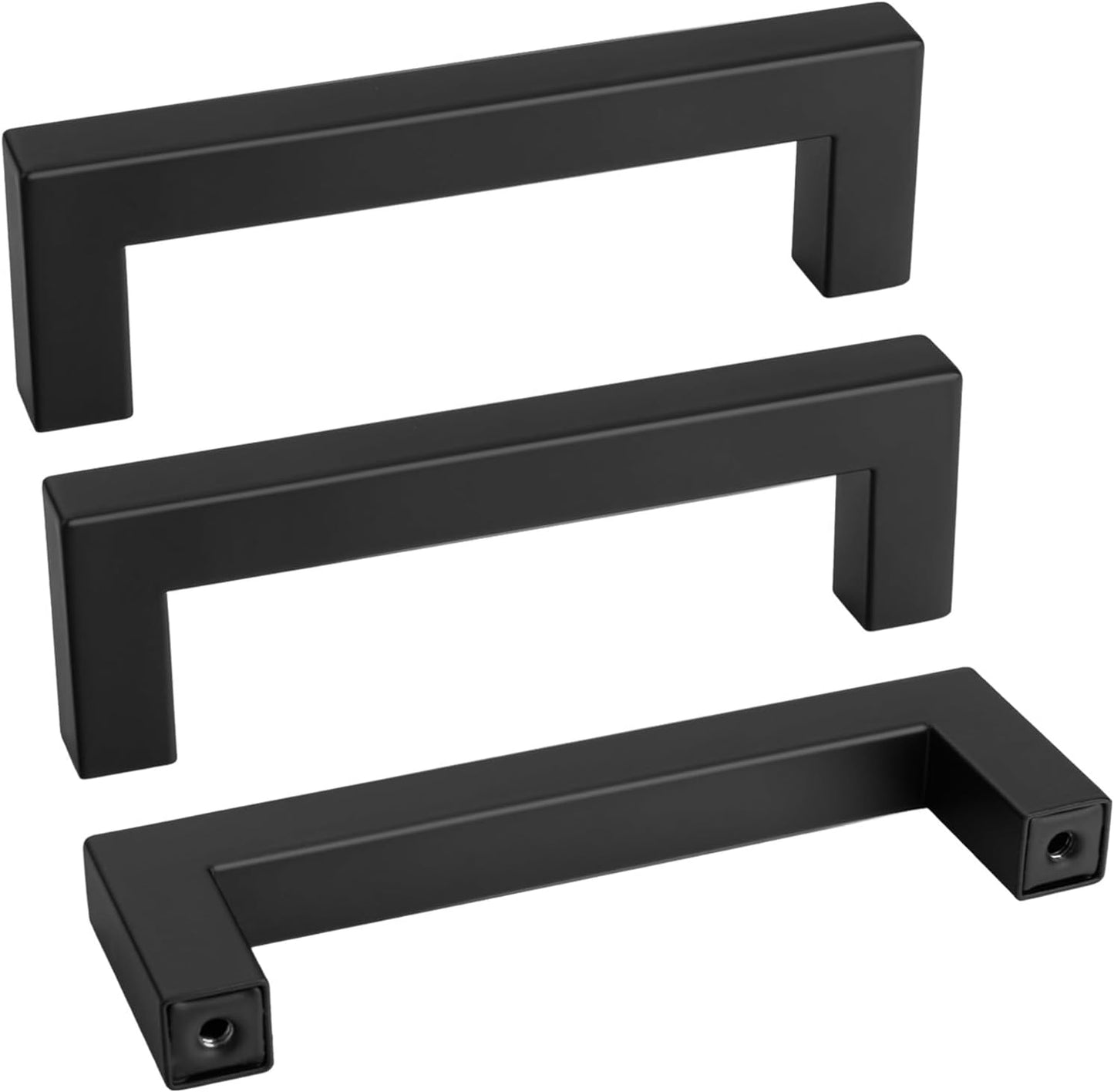 Matte Black Cabinet Pulls Kitchen Drawer Door Flat Square Bar Goldenwarm Pull, 3 3/4 Inch in Hole Center 35 Pack, LSJ12BK96, Modern Black Hardware for Cabinets
