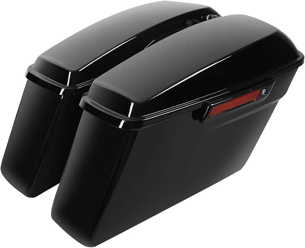 XFMT Motorcycle Hard Saddlebags Vivid Black Saddle Bags Trunk W/Black Latches For Harley Touring Road King Street Glide Road Glide Electra Glide Ultra Classic 2014-2023