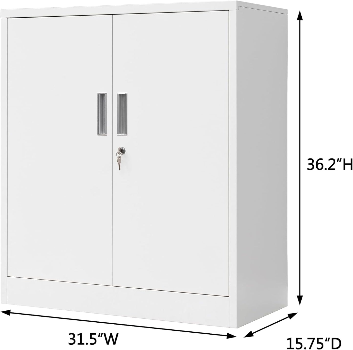 Metal Storage Cabinet with Locking Doors and Adjustable Shelves, 36.2" H Steel Storage Cabinet for Garage, Home, Office, Utility Room-White
