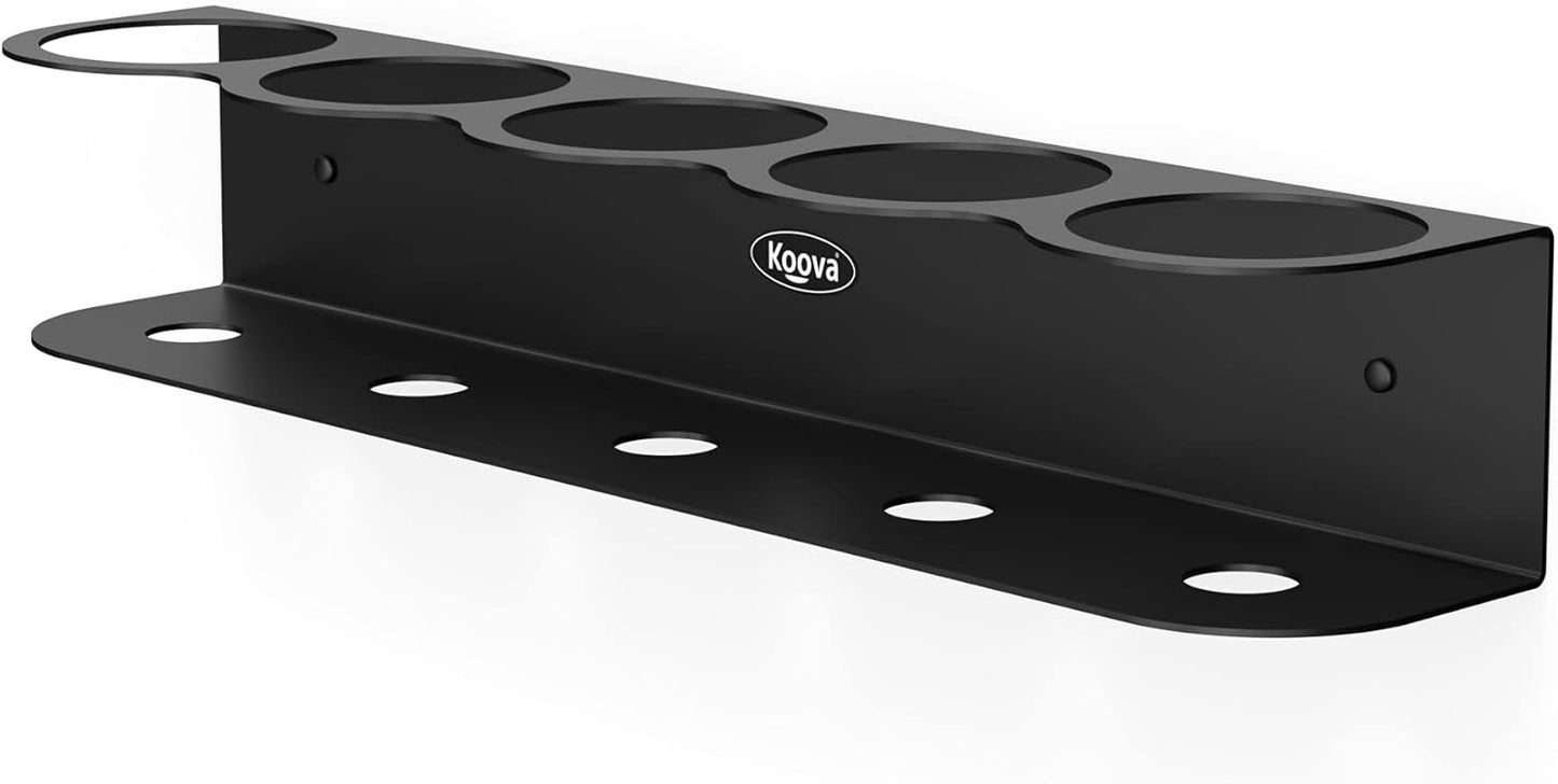 Koova 5 All-Purpose Spray Bottle Holder | Easy Install Wall Mount Hardware Included | Heavy-Duty Powder Coated Steel Storage Rack for Garage And Home | Craft Workspace Paint Bottle Organizer USA Made