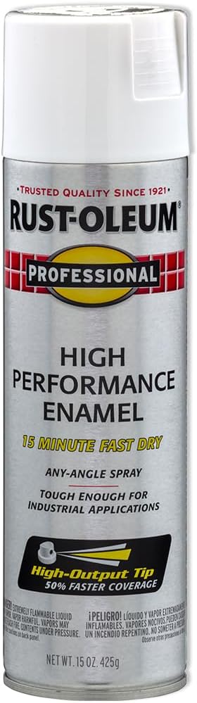 Rust-Oleum 7590838 Professional High Performance Enamel Spray Paint, 15 Oz, Flat White