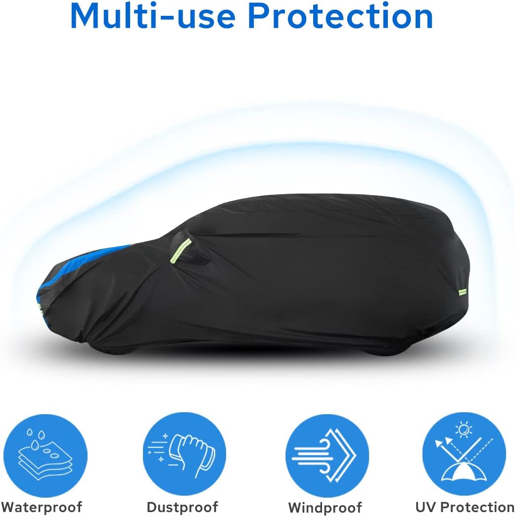 Avecrew Car Cover Custom Fit for Toyota RAV4, Waterproof All Weather Full Exterior Cover Rain Snow UV Protection Cover with Side Door Zipper Design