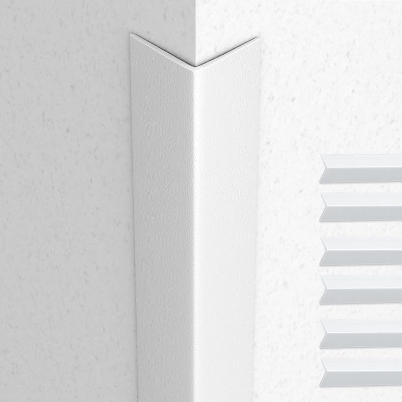 Proflex Wall Corner Protector - Pack of 6 Self Adhesive Corner Guards for Walls Edge Protection - 1 inch x 48 inch, White Textured – Easy to Apply – No Tools Needed