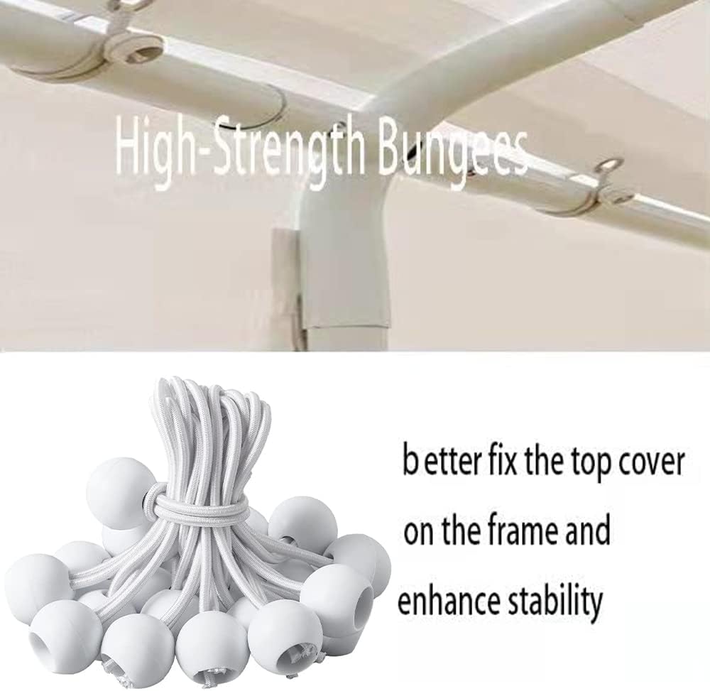 Rutile 12'x20' Carport Replacement Top Canopy Cover for Car Garage Shelter Tent Party Tent with Ball Bungees White (Only Top Cover, Frame is not Included)