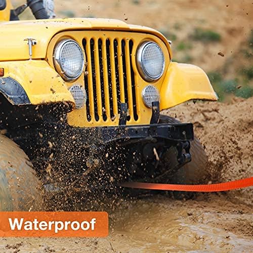 Recovery Tow Strap 3in X 20ft Heavy Duty 30,000 lbs Break Strength, Use for Emergency Towing Rope, Tree Saver, Winch Extension, Triple Reinforced Loops, Protective Sleeves,Car Accessories