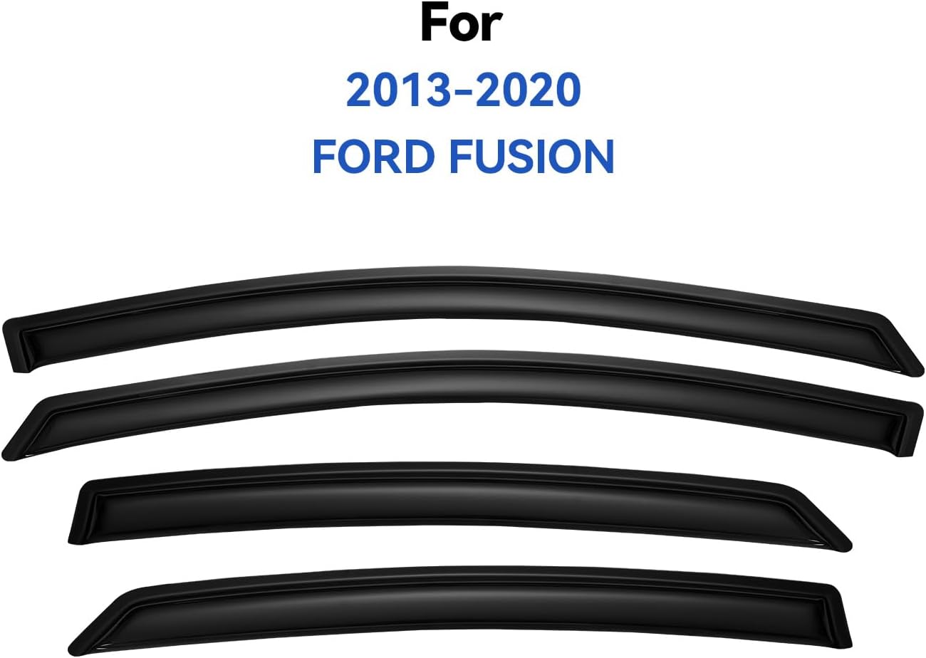 Window Visors Rain Guards for 2013 2014 2015 2016 2017 2018 2019 2020 Ford Fusion, Out-Channel Window Vent Wind Deflectors Visors Shades for 13-20 Fusion