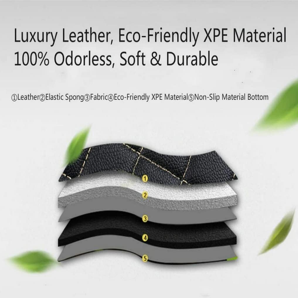 Custom All-Weather Protection Leather Car Floor Mats for Cars Sedan SUV Sports Car Waterproof Floor Mat (All Black Yellow)