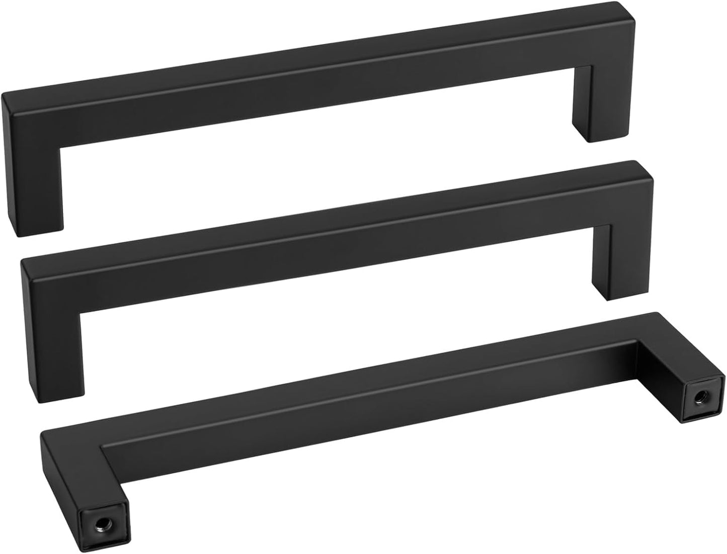 goldenwarm 200 Pack 7-1/2in Black Square Bar Cabinet Pull Drawer Handle Stainless Steel Modern Hardware for Kitchen and Bathroom Cabinets Cupboard,Center to Center 192mm Matte Black Drawer Pulls