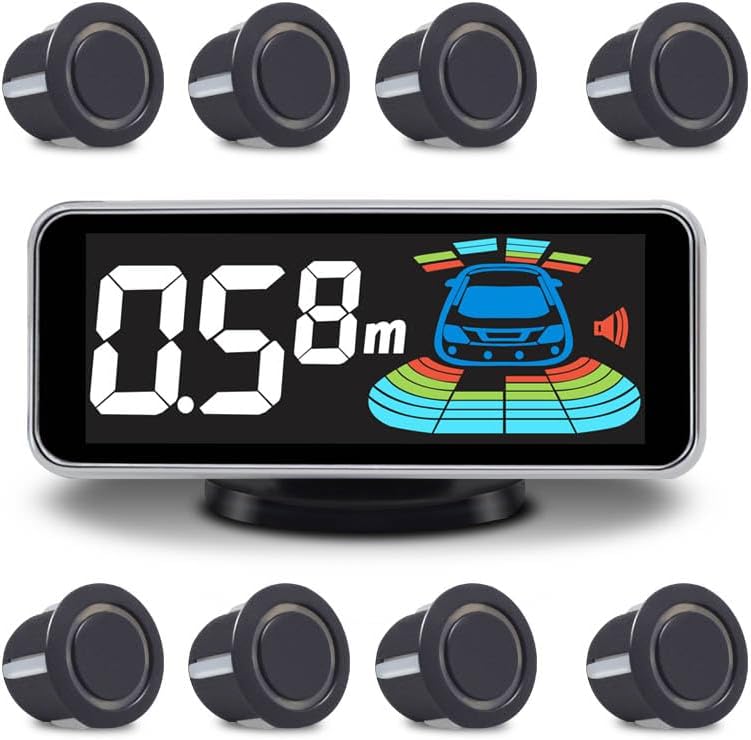 Car Parking Sensors Kit Reverse Radar parktronic System Auto Electronics Vehicle Backup Assistant Reverse 8 Sensor (Matte Black)