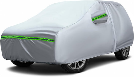 AUQDD 6-Layers Premium SUV Car Cover Waterproof All Weather Weatherproof UV Sun Protection Snow Dust Storm Resistant Outdoor Exterior Custom Form-Fit Full Padded Car Cover with Straps 178"-190" K7