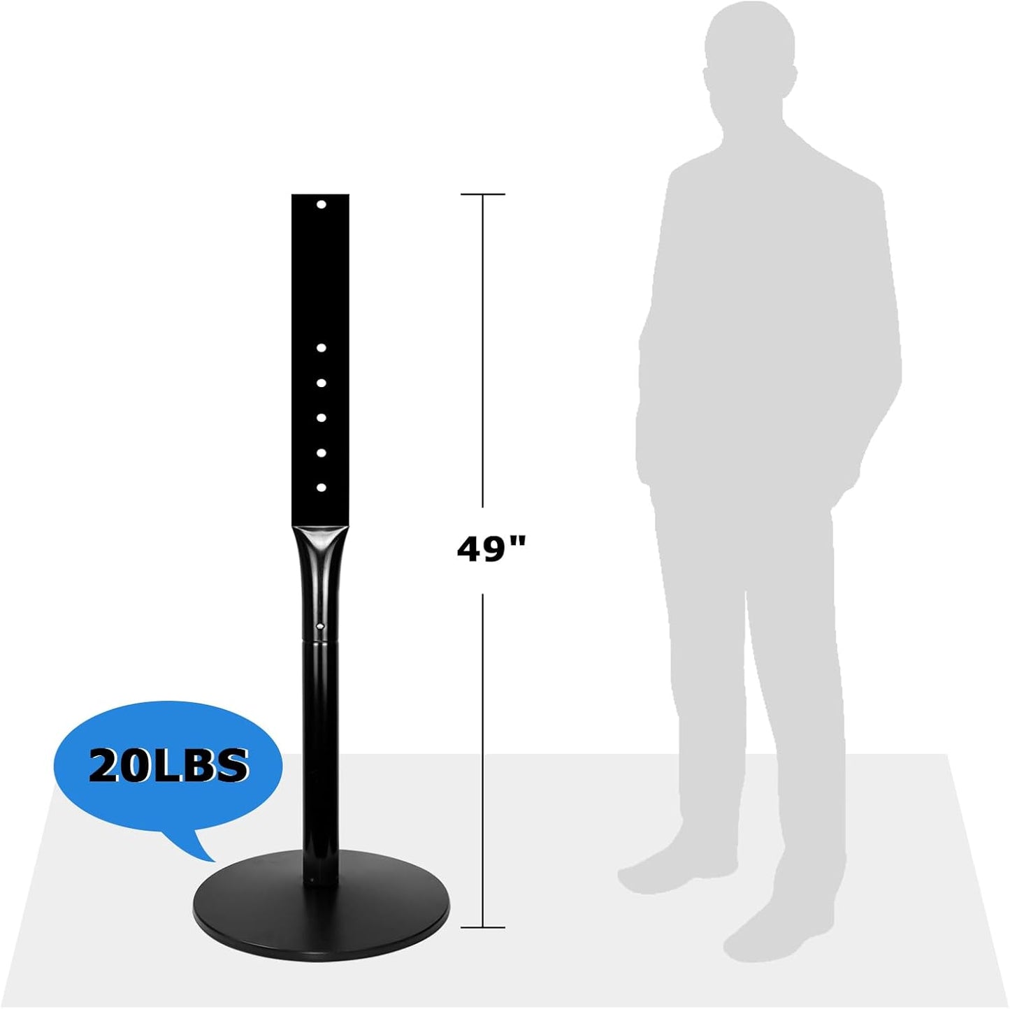 Parking Sign Post 49" Heavy Duty Cast Iron Parking Signs Stand, Movable Sign Stand for Hanging Signs, Black (20lbs, 2Packs)