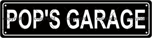 POP'S GARAGE Space Metal Tin Street Sign Bar Cafe Garage Cave Home Room Wall Bathroom Farmhouse Garden Porch Patio Decor, 16 x 4 Inch