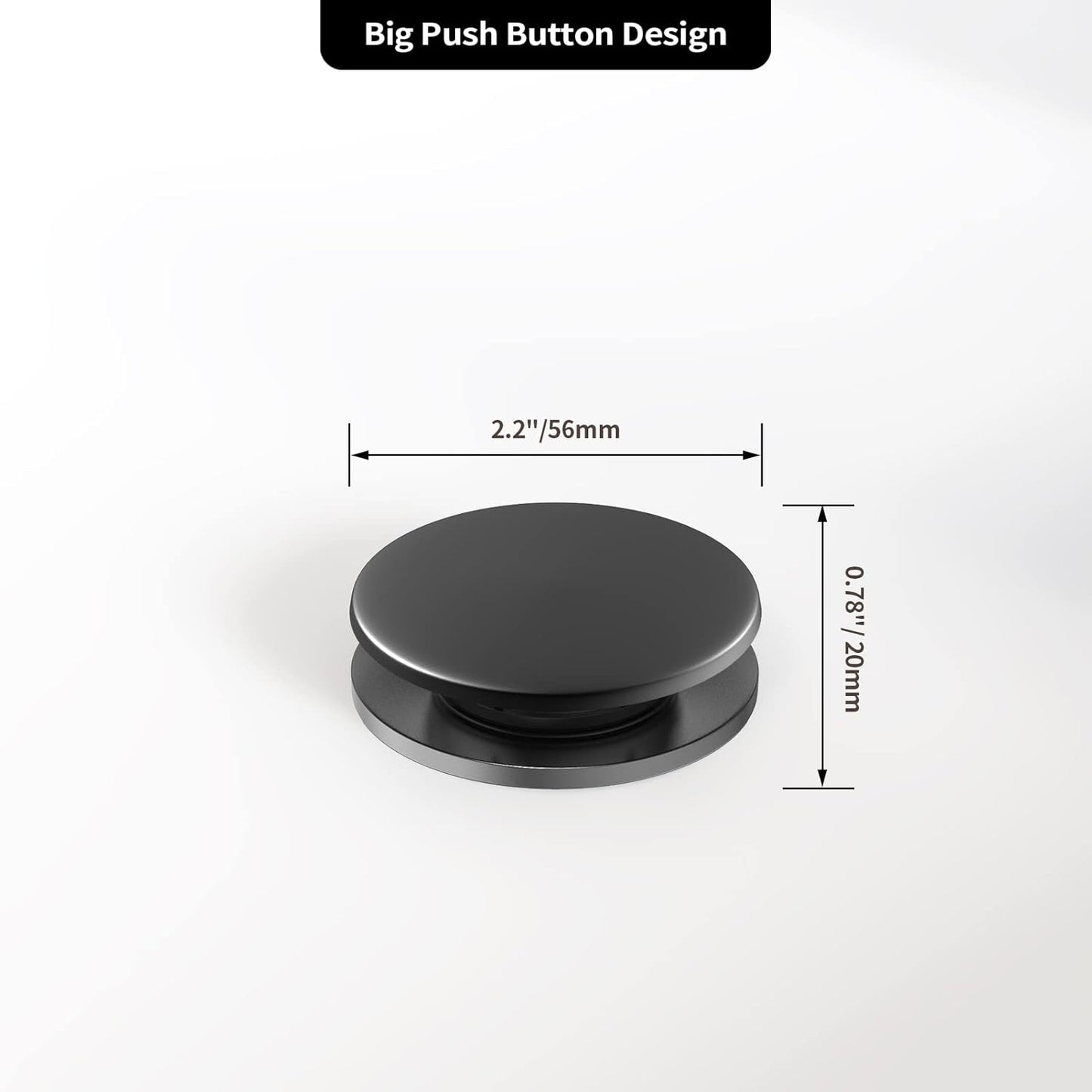 Bathroom Sink Drain with Overflow, PureHome Bathroom Sink Stopper, Pop Up Bathroom Drain Stopper Sink Plug - Engineering Plastic Material - Matte Black