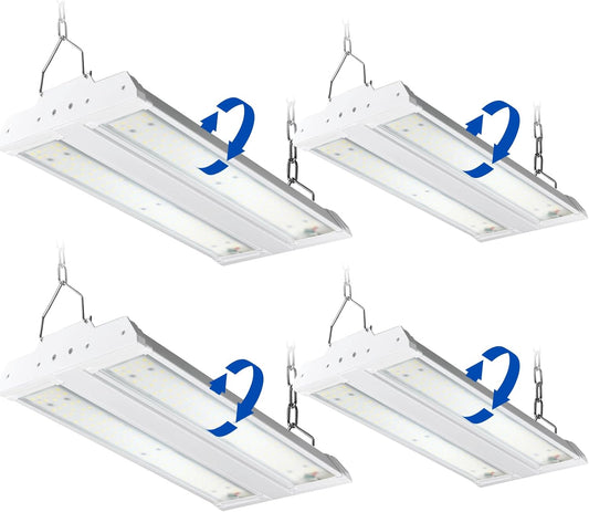 JTT LED Linear Shop Lights 150W, 21000LM 360° Adjustable Led High Bay Lights 5000K Daylight 120-277V, Led Garage Light for Shop Workshop Store Commercial Supermarket Warehouse Basement, 4-Pack ETL
