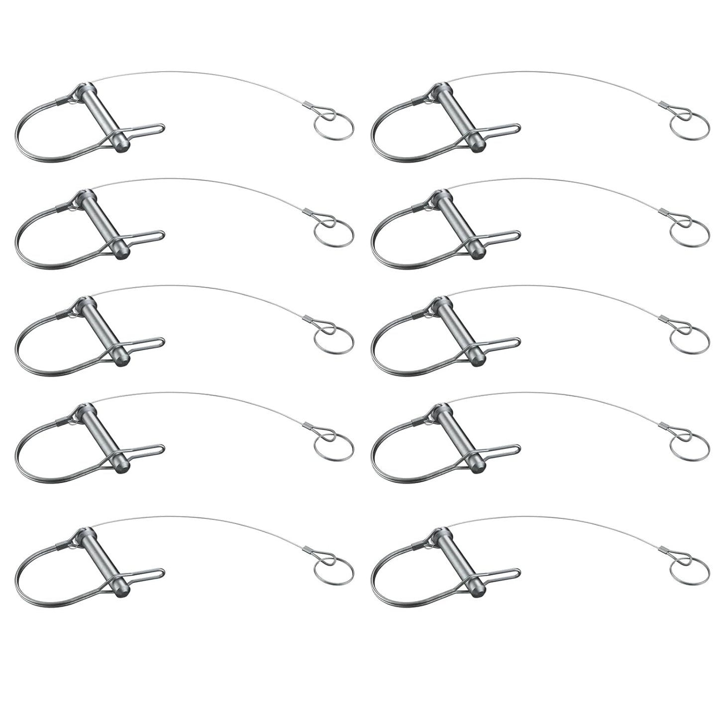 Trailer Coupler Pin 5/16-Inch Diameter x 2-3/4-Inch Long Trailer Pins with Plastic Coating Tether Quick Release Ring - 10Pcs 11-1/2" Length