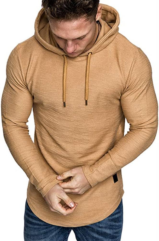 Lexiart Mens Fashion Athletic Hoodies Sport Sweatshirt Solid Color Fleece Pullover