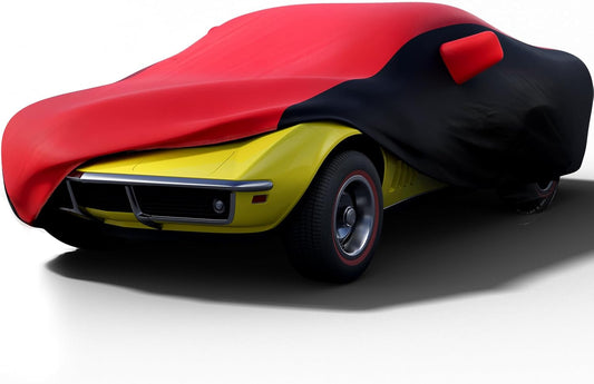 KAKIT Waterproof Car Cover Custom Fit for 1968-1982 C3 Stingray, UV Resistant Fade-Proof Cover for Chevy Corvette, Indoor & Outdoor Use (Red & Black Combo)