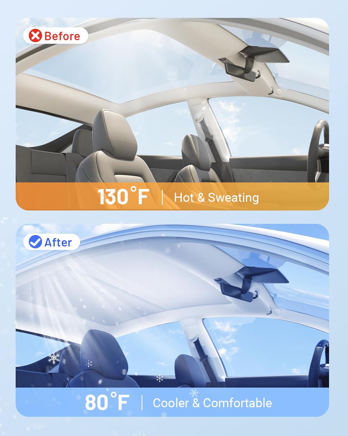 Compatible for Tesla Model Y 3Pcs Sunshade Windshield & Roof [No-Gap/Sag-Free], Portable Foldable Umbrella Heat Insulation for Tesla Model 2024-2025, Car Accessories