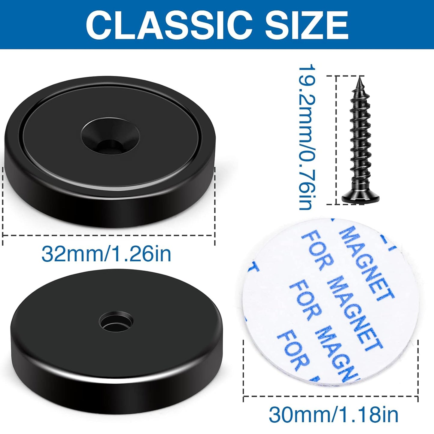 LOVIMAG Magnets with Holes, 110 lb+ Waterproof Strong Neodymium Cup Disc Magnets with Screws for Wall Mounting, Lifting Tools - Pack of 6