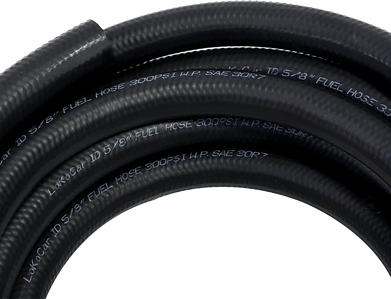 LokoCar Rubber Fuel Hose Line Push Lock 5/8" ID SAE 30R7 NBR 25ft 300PSI Black