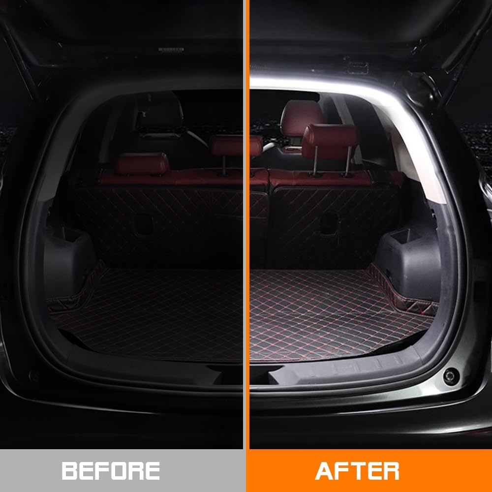 Car LED Strip Light For Trunk, 79Inch IP67 Silicone Waterproof Neon Light Strip Embedded, Flexible Cutting Universal Auto Interior Lights(White)