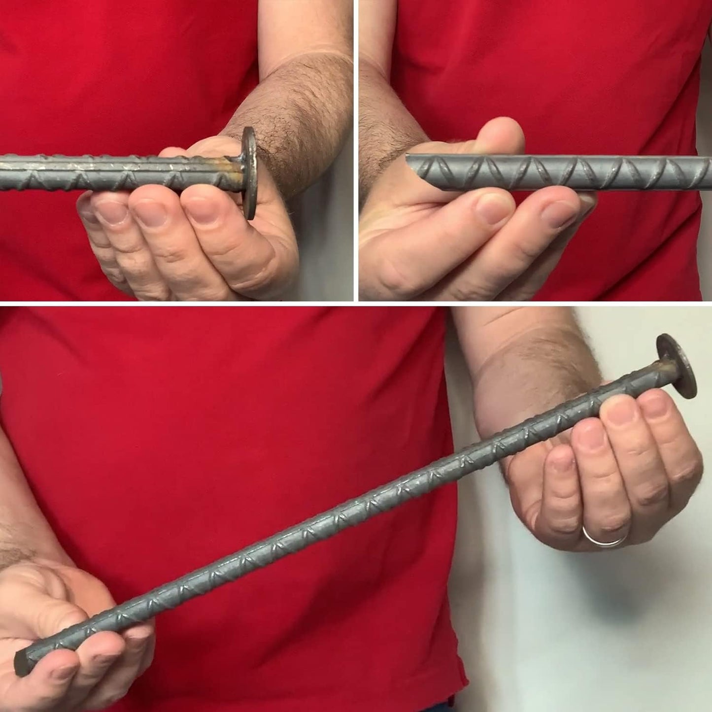 SmartSign Rebar Spikes - Pack of 12, Length 14", Diameter 1/2", Heavy Duty Metal Rebar Stakes for 6ft Parking Curbs/Wheel Stop/Speed Bump, Silver