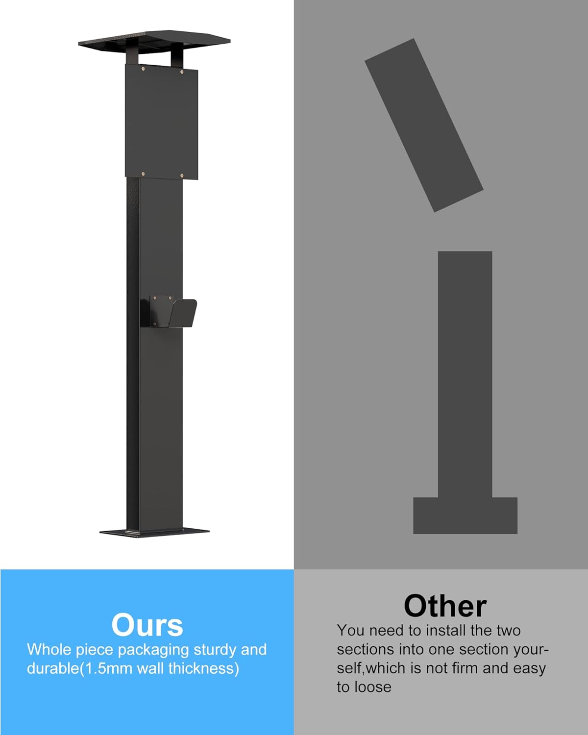 EV Charger Pedestal, Outdoor Electric Vehicle Charger Stand, Freestanding Charging Station Stand Accessory, Corrosion Resistant, Galvanized Steel, for All Level 2 Chargers
