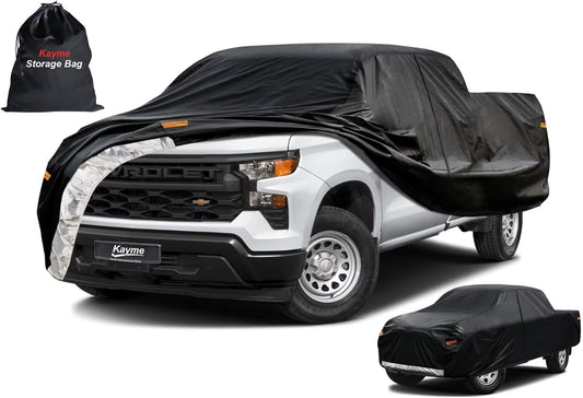 Kayme Truck Cover Custom Fit Chevy Silverado 1500(1998-2018) Regular Cab SB. Full Exterior Heavy Duty Outdoor Pickup Truck Car Cover Waterproof All Weather.Car Tarp for Wind Sun Dust Protection.