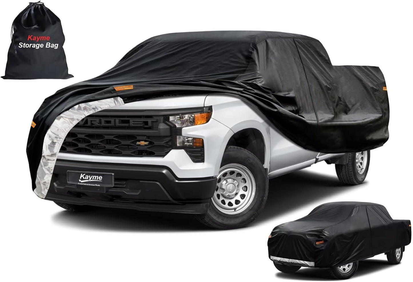 Kayme Truck Cover Custom Fit Chevy Silverado 1500(1998-2025) Extended Cab SB. Full Exterior Heavy Duty Outdoor Pickup Truck Car Cover Waterproof All Weather.Car Tarp for Wind Sun Dust Protection.