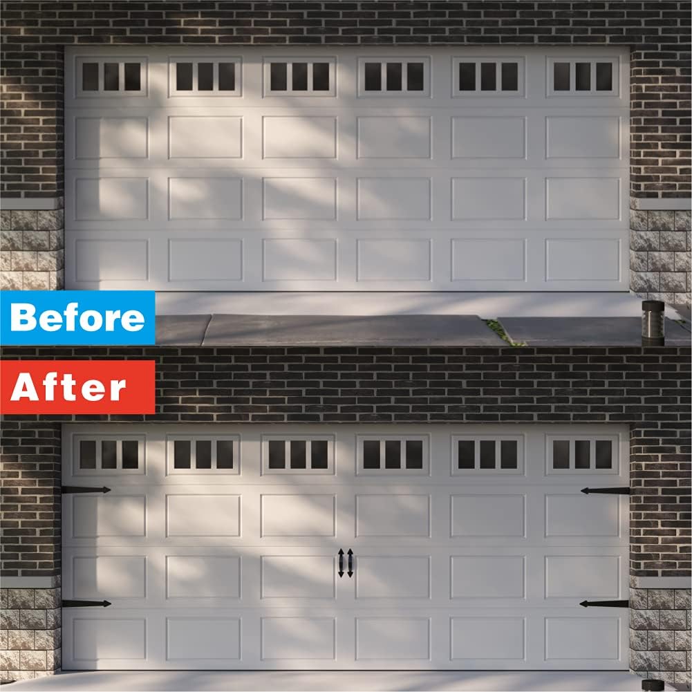 ZEKOO Garage Door Magnetic Decorative Hardware Kit Garage Door Magnets Accents Faux Hinges and Handle Garage Door Decoration Curb Appeal Set of 6, Black