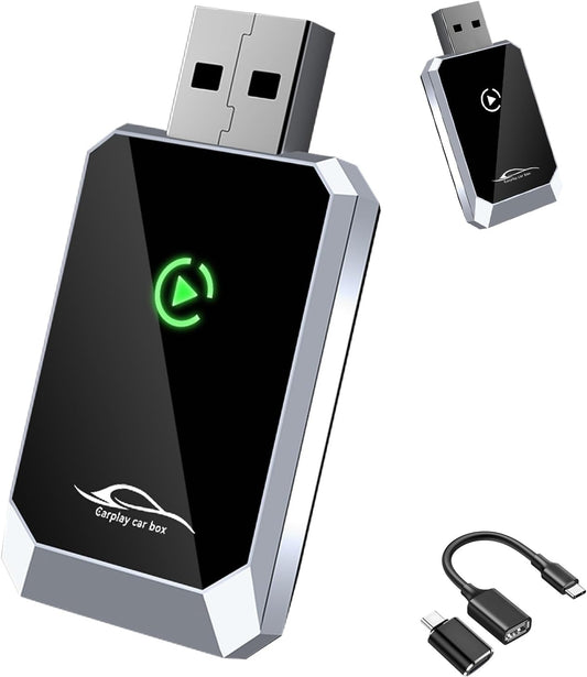 Mini Wireless Carplay Adapter for iPhone&Android Auto 2-in-1, 2025 Upgrade Wired CarPlay to Wireless, Supports Voice Assistant, Plug and Play Car Play for iOS 11+&Android 12+